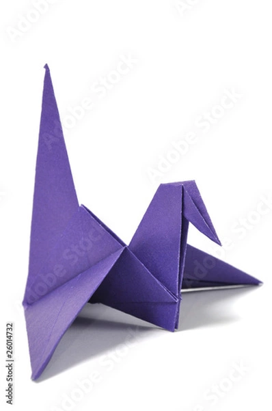 Obraz Origami crane over white