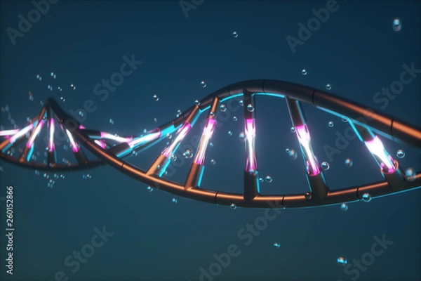 Fototapeta 3D Futuristic abstraction of DNA.