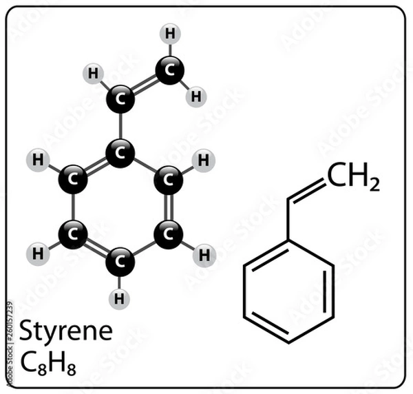 Fototapeta Styrene Molecule Structure