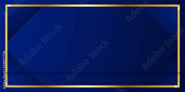Obraz Abstract blue background in premium indian style. Template design for cover, business presentation, web banner, wedding invitation and luxury packaging. Vector illustration with golden border.
