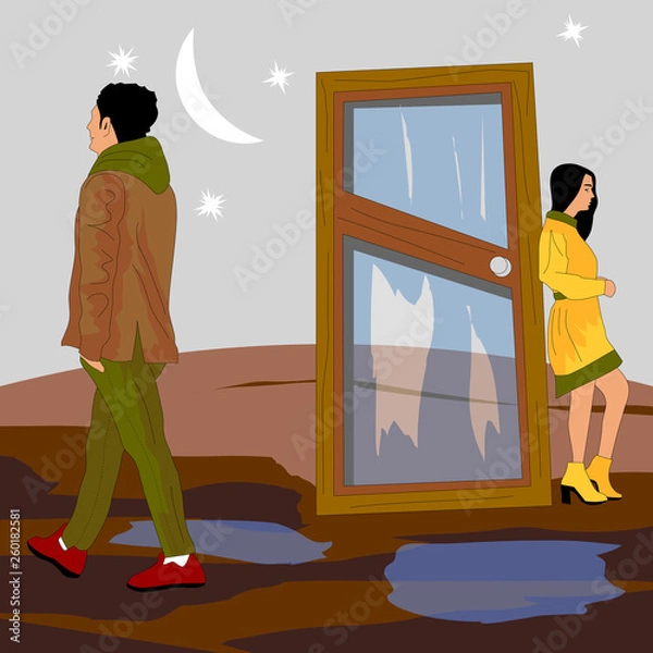 Fototapeta Guy and girl split up forever