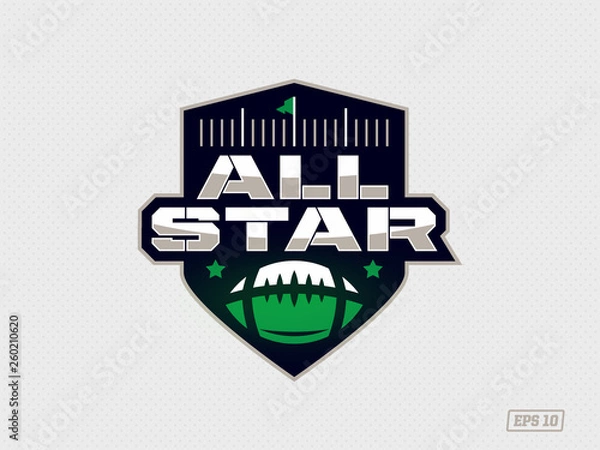 Obraz Modern professional emblem all star for american football game in green theme
