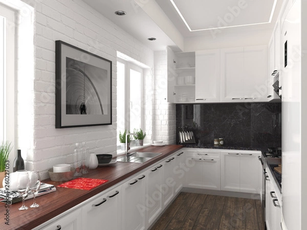 Obraz White kitchen interior