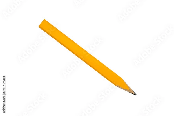 Obraz yellow carpenter flat pencil, isolated on white