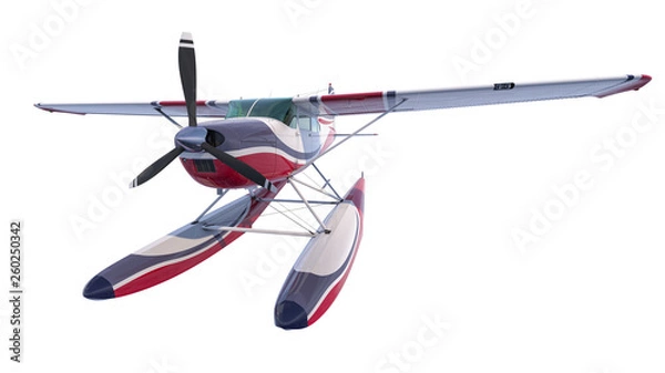 Fototapeta Retro seaplane illustration. 3D render