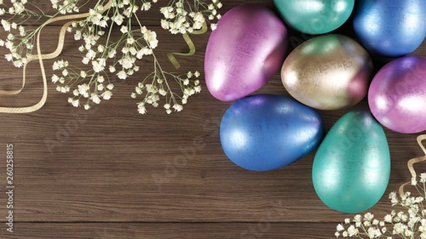 Fototapeta Easter color eggs 3d render