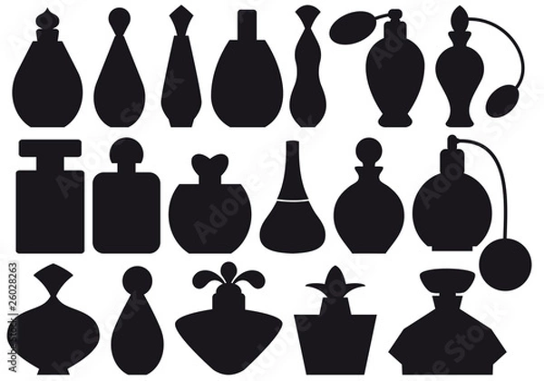 Obraz set of vintage perfume bottles, vector