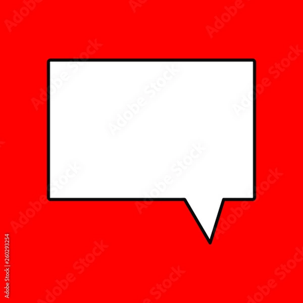 Fototapeta square speech bubble,red background. linear icon