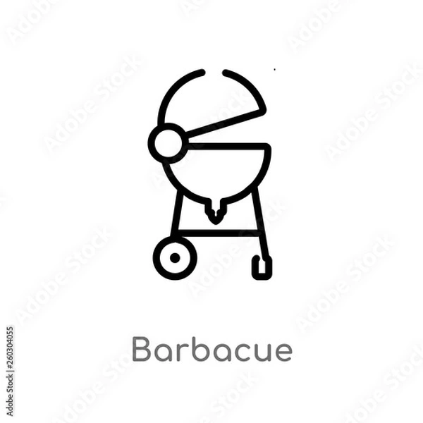 Fototapeta outline barbacue vector icon. isolated black simple line element illustration from outdoor activities concept. editable vector stroke barbacue icon on white background