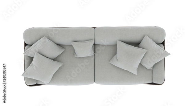 Fototapeta sofa top view on white  background
