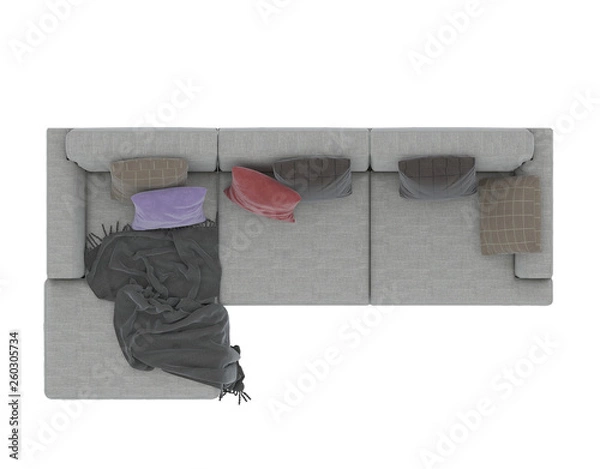 Fototapeta sofa top view on white  background