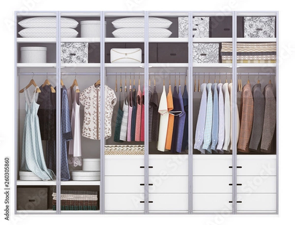 Fototapeta wardrobe 3d render  on white  background