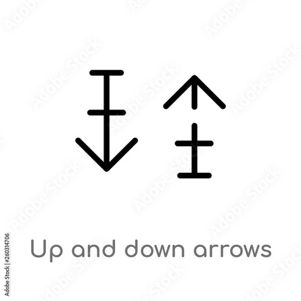 Fototapeta outline up and down arrows vector icon. isolated black simple line element illustration from arrows concept. editable vector stroke up and down arrows icon on white background