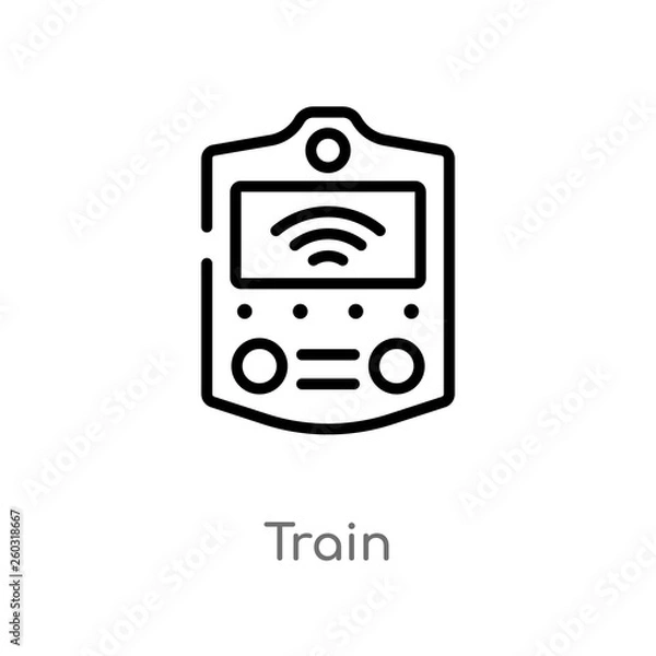Fototapeta outline train vector icon. isolated black simple line element illustration from artificial intelligence concept. editable vector stroke train icon on white background