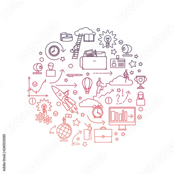 Fototapeta Line vector science and education concept isolated on white background. Illustration of education and research process