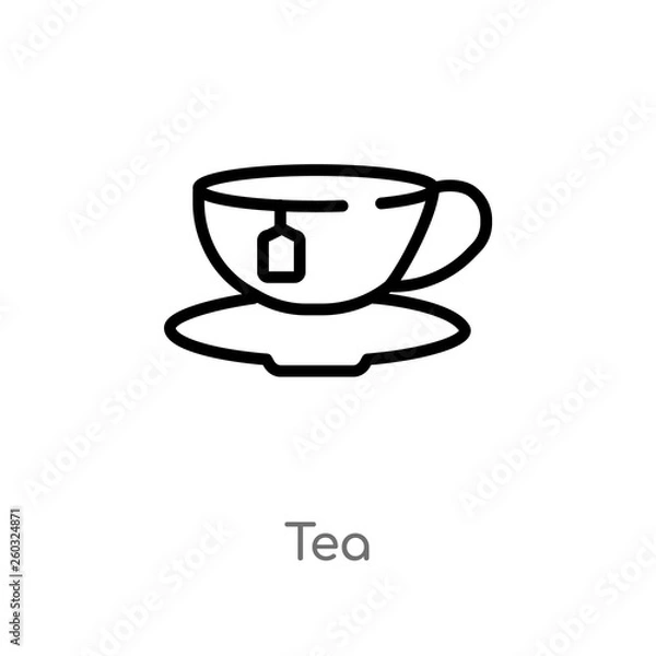 Fototapeta outline tea vector icon. isolated black simple line element illustration from beauty concept. editable vector stroke tea icon on white background