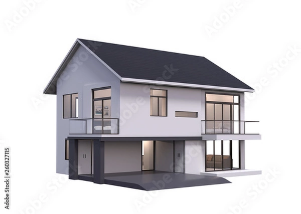 Fototapeta 3d render domu na białym tle.