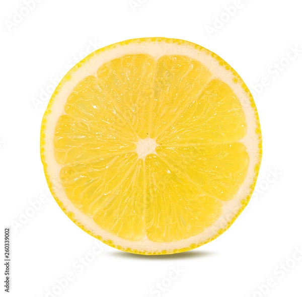 Fototapeta Fresh lemon slices isolated on white background with clipping path