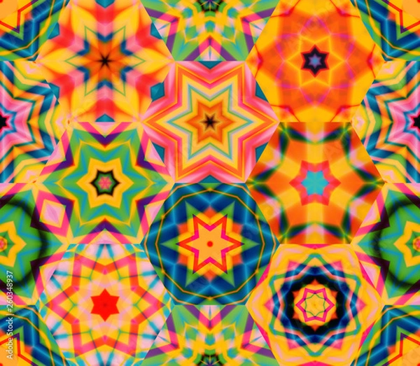 Obraz Abstract mosaic of caleidoscopes. Hexagonal image structure.
