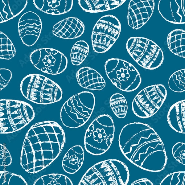 Obraz Seamless pattern with hand drawn Easter eggs