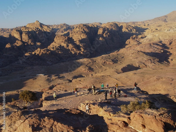 Fototapeta Petra; Raqmu - historic ruins of the ancient, rock city of the Nabatean Arabians. It is located in southwestern Jordan. It is also known as the rose-red city. UNESCO World Heritage list.
