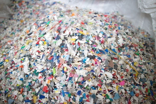Obraz Recycling, shredded plastic