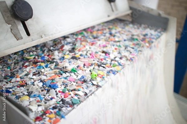 Obraz Recycling, shredded plastic