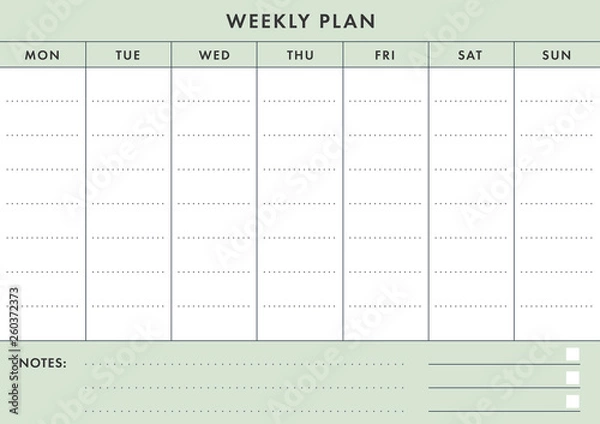 Obraz Printable A4 Basic Weekly Planner (Live Stroke Path)