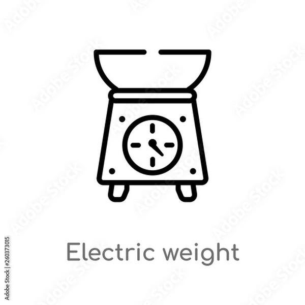 Fototapeta outline electric weight scale vector icon. isolated black simple line element illustration from bistro and restaurant concept. editable vector stroke electric weight scale icon on white background