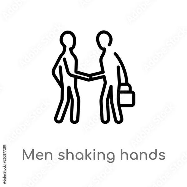 Obraz outline men shaking hands vector icon. isolated black simple line element illustration from business concept. editable vector stroke men shaking hands icon on white background