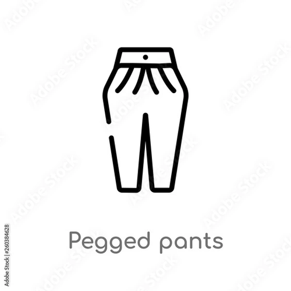Fototapeta outline pegged pants vector icon. isolated black simple line element illustration from clothes concept. editable vector stroke pegged pants icon on white background