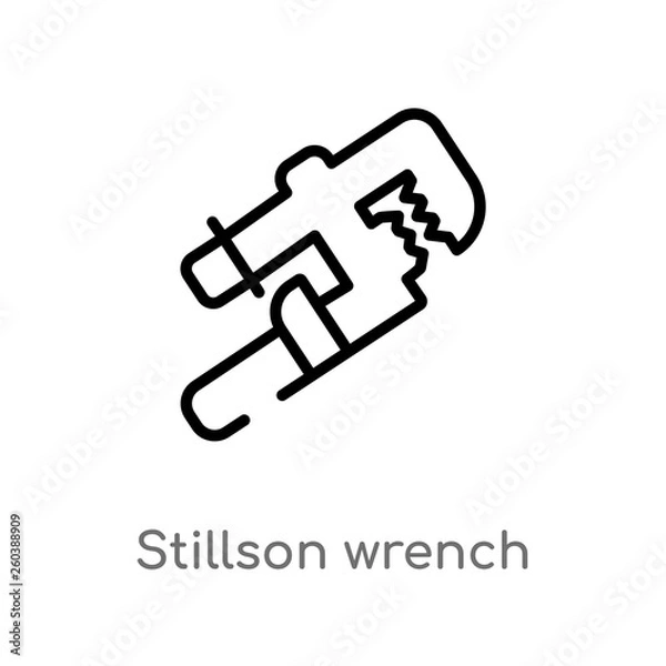 Fototapeta outline stillson wrench vector icon. isolated black simple line element illustration from tools concept. editable vector stroke stillson wrench icon on white background