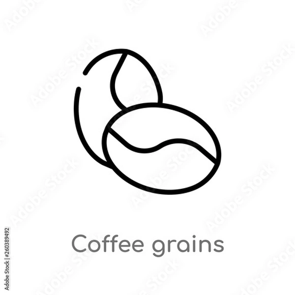 Fototapeta outline coffee grains vector icon. isolated black simple line element illustration from culture concept. editable vector stroke coffee grains icon on white background