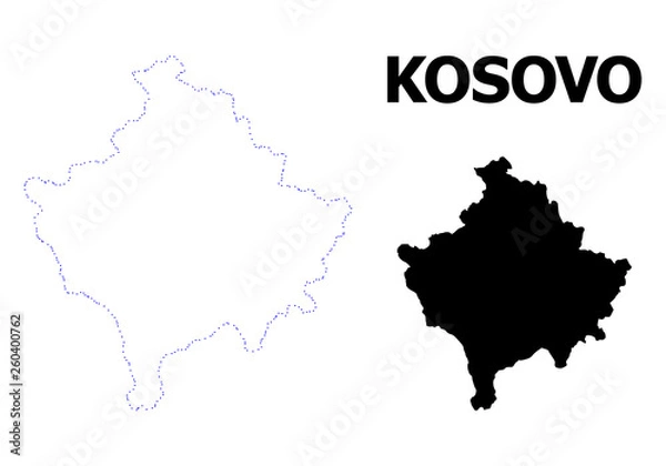 Fototapeta Vector Contour Dotted Map of Kosovo with Name