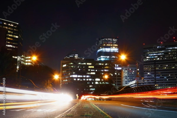 Obraz Light Streaks from Evening Rush Hour