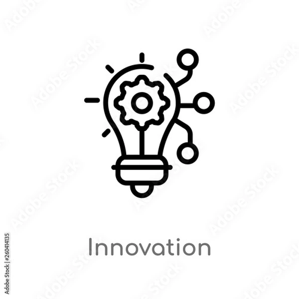 Fototapeta outline innovation vector icon. isolated black simple line element illustration from marketing concept. editable vector stroke innovation icon on white background