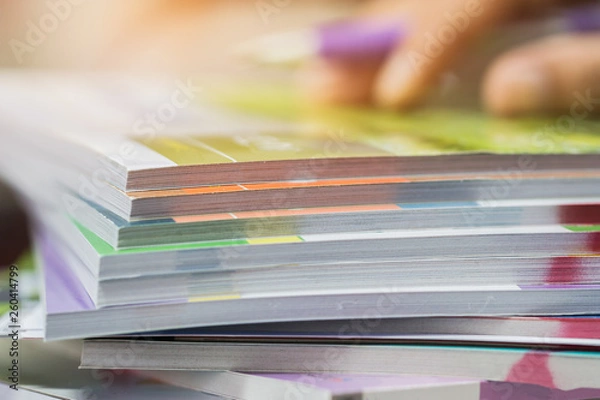 Fototapeta Businessman hands checking documents file paperwork financial market, searching information on work busy desk office. Piles of document achieves with pen for sigh. Business report  concept