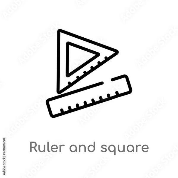 Obraz outline ruler and square measuring tools vector icon. isolated black simple line element illustration from miscellaneous concept. editable vector stroke ruler and square measuring tools icon on