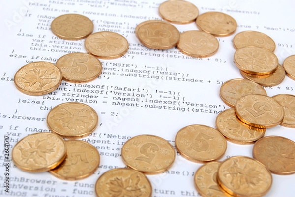 Obraz coins on html page