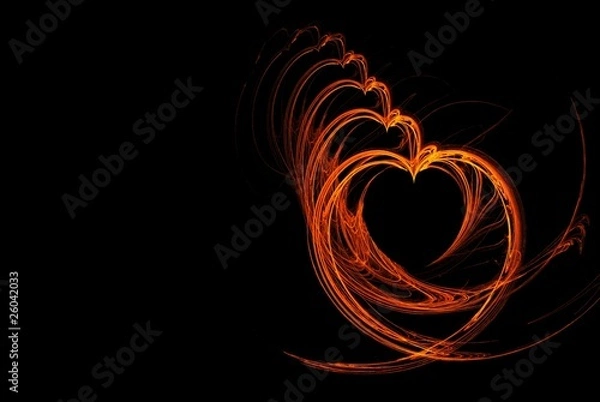 Obraz Fraktal serce black backgr red