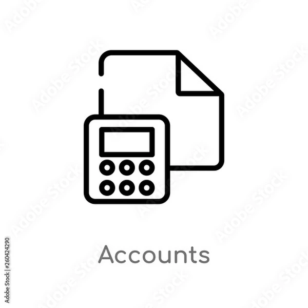 Fototapeta outline accounts vector icon. isolated black simple line element illustration from user interface concept. editable vector stroke accounts icon on white background