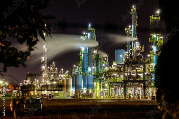 Obraz 夜明けの高石市、工場地帯5