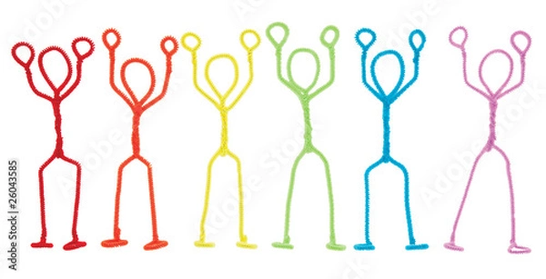 Obraz stick figures stickup - arms raised overhead