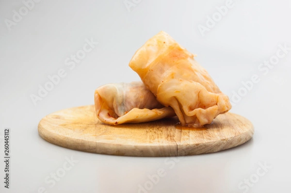 Fototapeta Stuffed cabbage rolls isolated on white background