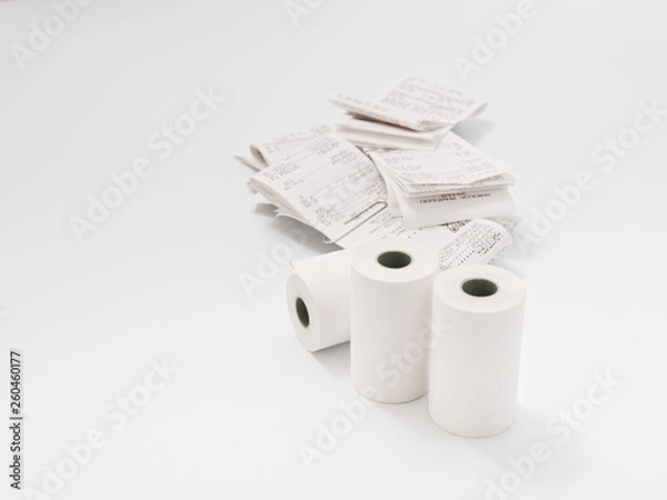 Fototapeta cash tape in rolls. on a white background