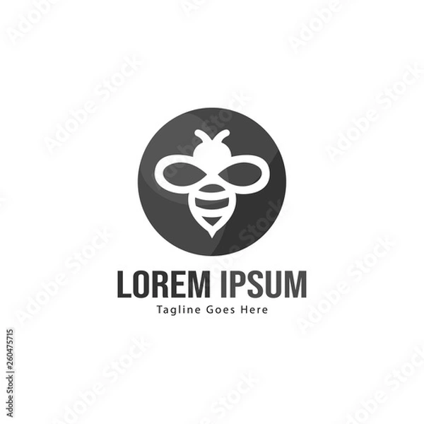 Fototapeta Bee logo template design. Minimalist bee logo with modern frame