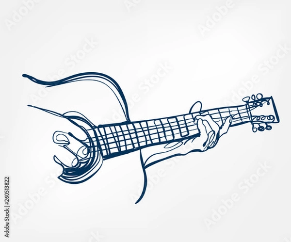 Obraz ręce gitara szkic linii wektor projekt instrument muzyczny