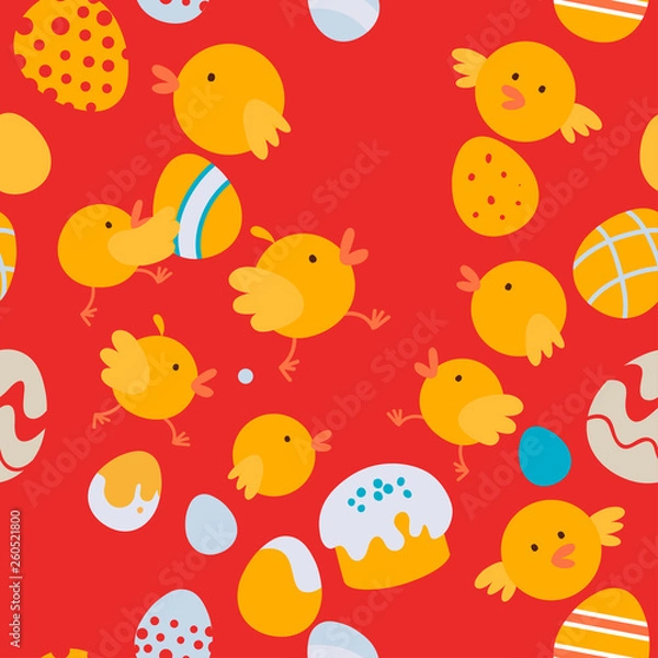 Fototapeta Easter little chickens pattern