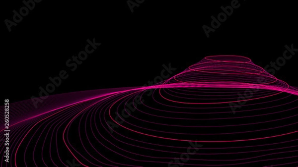 Obraz aesthetic curved circles on black background. 3D rendering.