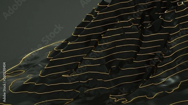 Obraz Mountain topographic gold line circle. 3D rendering 
